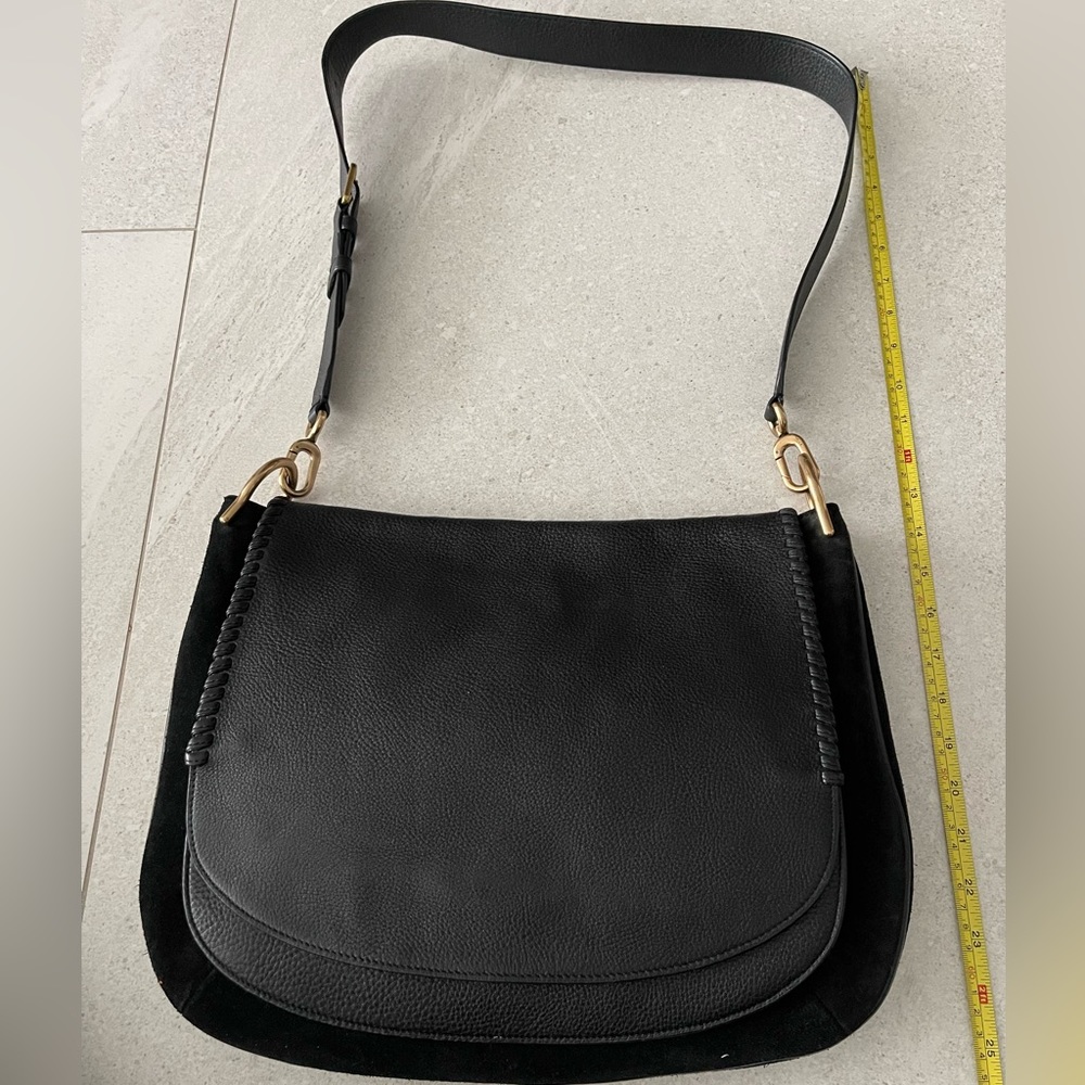 Stuart Weitzman Leather and Suede Messenger Bag